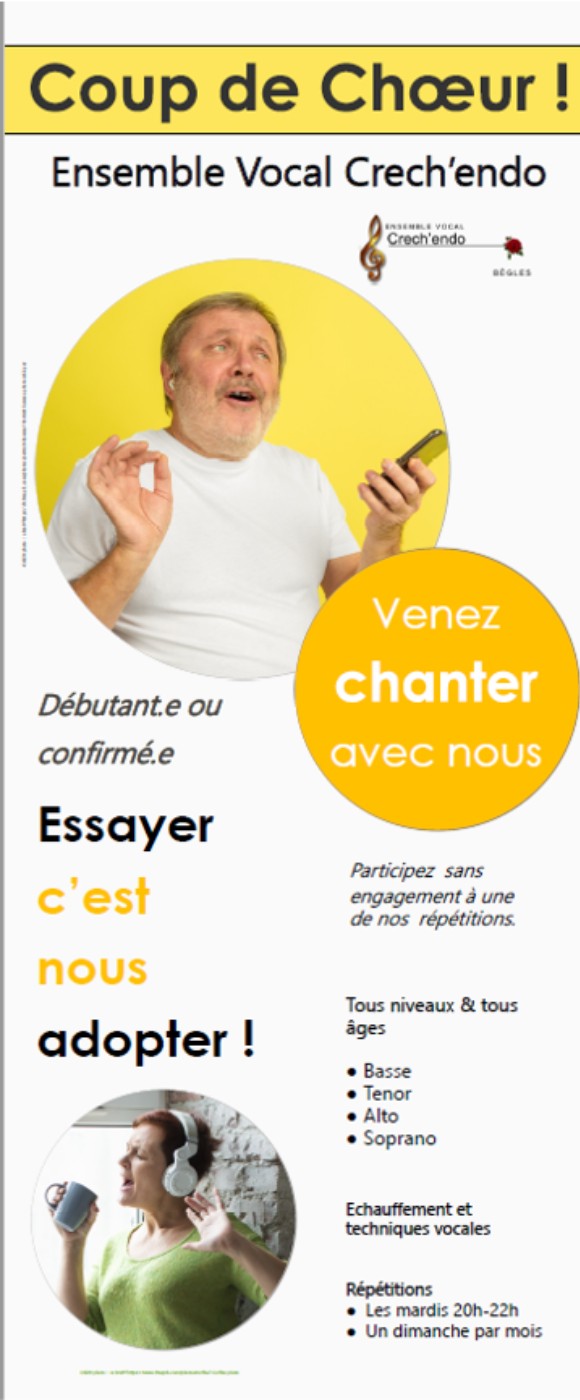 Venez chanter avec Crech'endo !&nbspDès le 13 septembre 2022