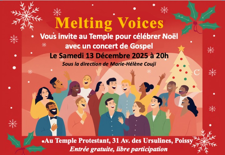 Célébrons Noël ensemble&nbspavec un concert au Temple de Poissy le 13 décembre à  20h